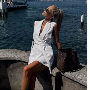 Zara White Sleeveless Wrap Mini Dress